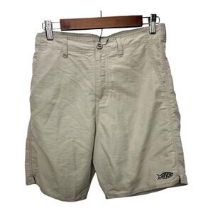 Aftco Men's Shorts Size 28 Tan Fish Tackle Bluewater Regular Fit Nylon RN 77697